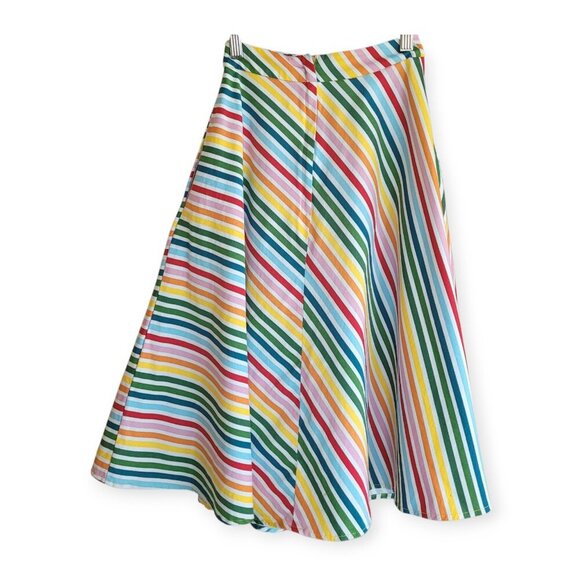 Collectif Modcloth Rainbow Stripe Retro Rockabilly 50s Vintage A-Line Skirt S - Picture 9 of 11